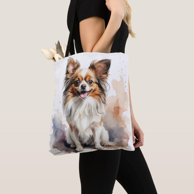 NIEDLICHES BROWN & WHITE PAPILLON PUPPY HUND TASCHE (Von Nahem)