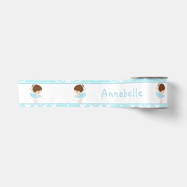 Niedliches Brünettes Ballerina-Geschenk Satinband (Vorderseite)