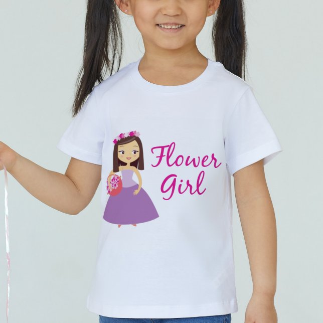 Niedliches Brünettes Blumenmädchen mit Blume Baby T-shirt (Von Creator hochgeladen)