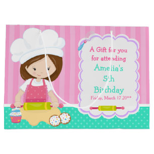 Niedliches Brünettes Girl Baking Vielen Dank Große Geschenktüte