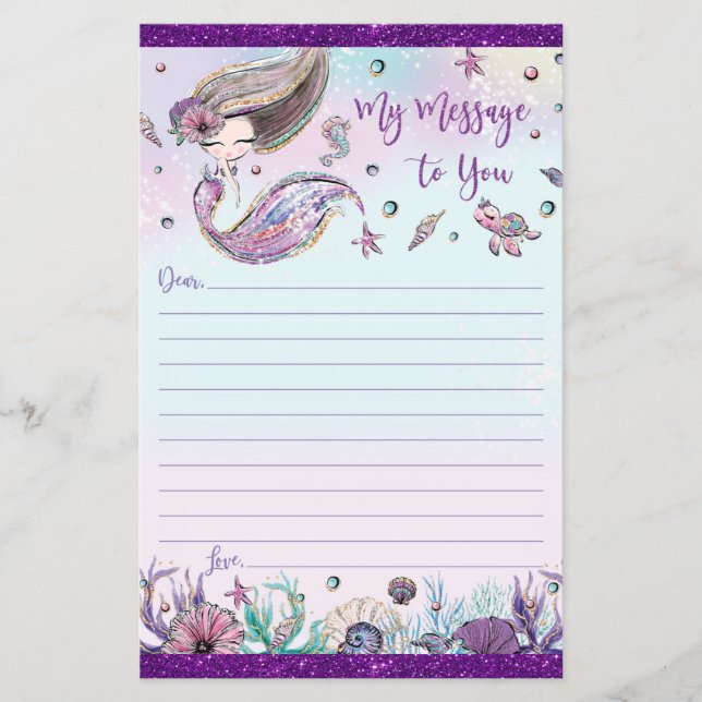 Niedliches Brünettes Mermaid Time Capsule Message  (Vorderseite)