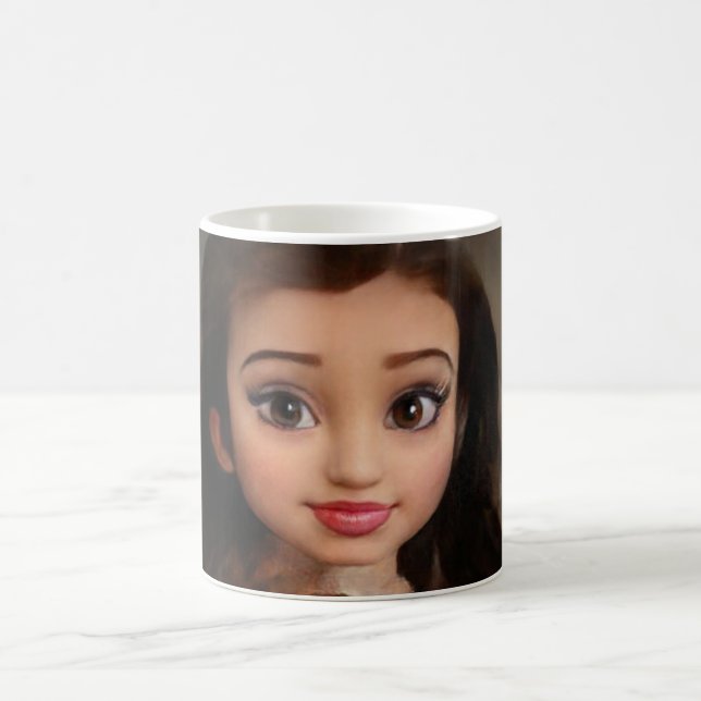 Niedliches brünettes Puppenkind Kaffeetasse (Mittel)