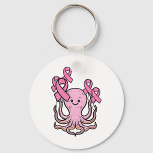 Niedliches Brustkrebs-Bewusstsein für rosa Octopus Schlüsselanhänger