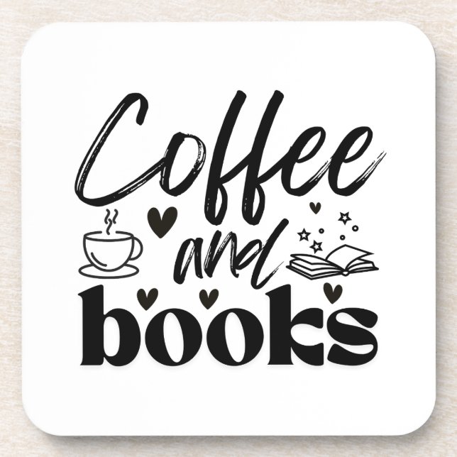 Niedliches Buch und Kaffeeliebhaber Personalisiert Getränkeuntersetzer (Vorderseite)
