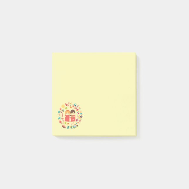 Niedliches Buchthema bunt Girl's Post-it Klebezettel (Vorderseite)