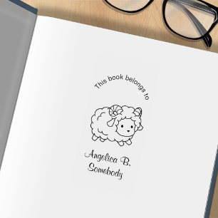 Niedliches Buchzeichen für kleine Schafe Gummistempel