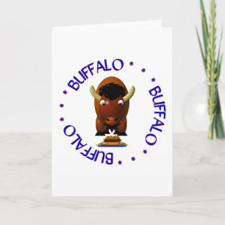 Niedliches Buffalo mit Weck und Buffalo Flügeln Feiertagskarte