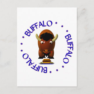 Niedliches Buffalo mit Weck und Buffalo Flügeln Postkarte