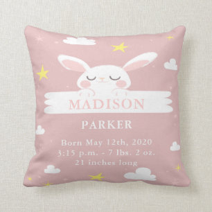 Niedliches Bunny Baby Girl Geburtshilfezeichen Pil Kissen