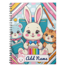 Niedliches Bunny & Cat Notebook - Name Notizblock