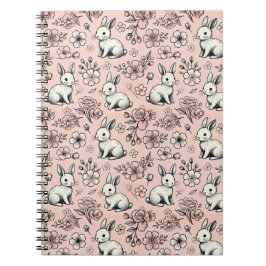 Niedliches Bunny & Cherry Blossom Doodle-Notebook Notizblock