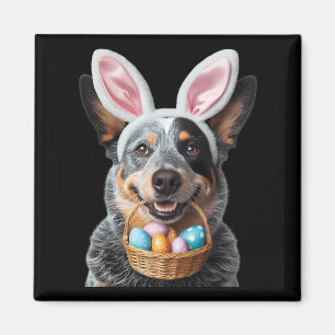 Niedliches Bunny Ear Australian Cattle Hunde Oster Magnet