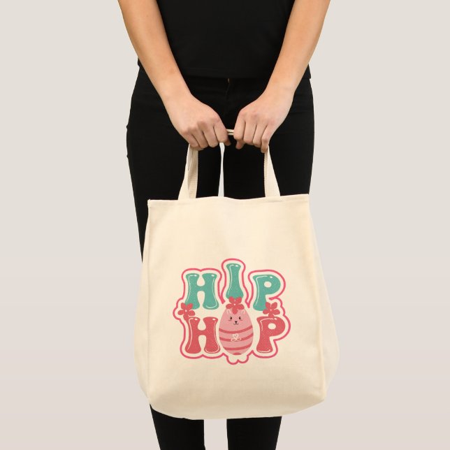 Niedliches Bunny Egg Hunt Hip Hop Happy Osterfest Tragetasche (Vorderseite (Produkt))