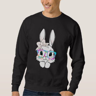Niedliches Bunny Face Rainbow Glasses Spring Rabbi Sweatshirt
