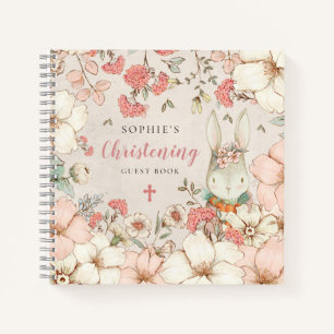 Niedliches Bunny Floral Christening Alternatives G Notizbuch