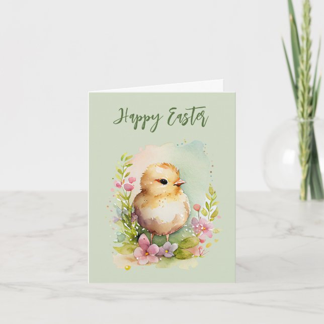 Niedliches Bunny Floral Watercolor Osterdesign Ankündigung (Vorderseite)