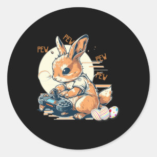 Niedliches Bunny Gaming Kids Boys Girls Anime Vide Runder Aufkleber