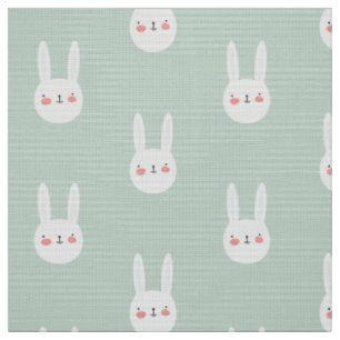 Niedliches Bunny Green Weißes Kaninchen Stoff