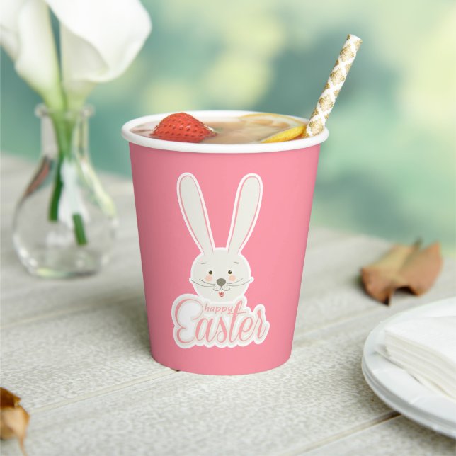 Niedliches BUNNY Happy Easter Eggs Jagen Party Nie Pappbecher (In Situ)