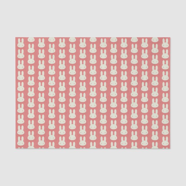 Niedliches Bunny Head Muster Pink Seidenpapier (Vorderseite)