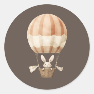 Niedliches Bunny in einem Ballon Runder Aufkleber