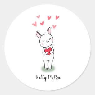Niedliches Bunny Kaninchen Gefallen Geschenke Mail Runder Aufkleber
