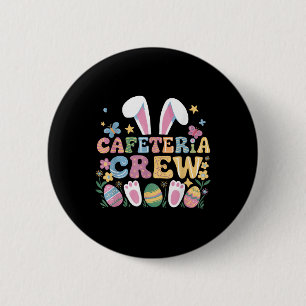 Niedliches Bunny Lunch Lady Cafeteria Crew Frohes Button