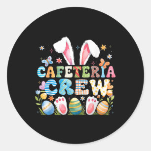 Niedliches Bunny Lunch Lady Cafeteria Crew Frohes Runder Aufkleber