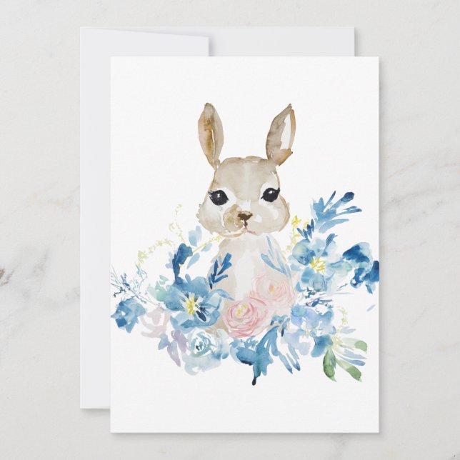 Niedliches Bunny mit Aquarellfarben-Blume (Vorderseite)