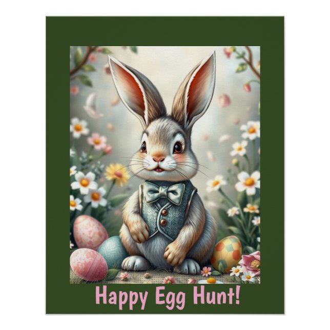 Niedliches Bunny Oaster Glossegenster Poster (Vorderseite)