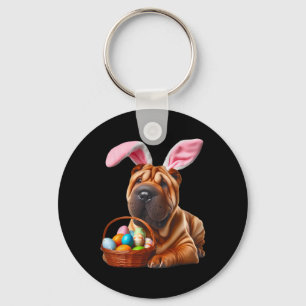 Niedliches Bunny Ohr Chinesischer Shar-pei Dog Ost Schlüsselanhänger