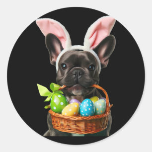 Niedliches Bunny Ohr Französischer Bulldog Hund Os Runder Aufkleber