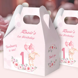 Niedliches Bunny Pink 1. Geburtstagsmädchen Geschenkschachtel