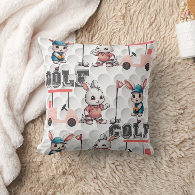 Niedliches Bunny Playing Golf Printing Kissen (Decke)