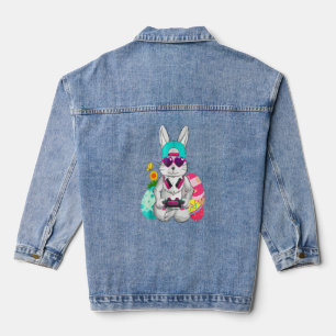 Niedliches Bunny Playing Video Game Game Happy Ost Jeansjacke