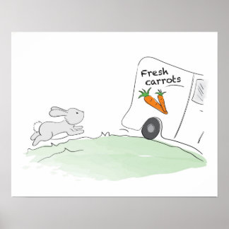 Niedliches Bunny Poster (Lauf für Karotten)