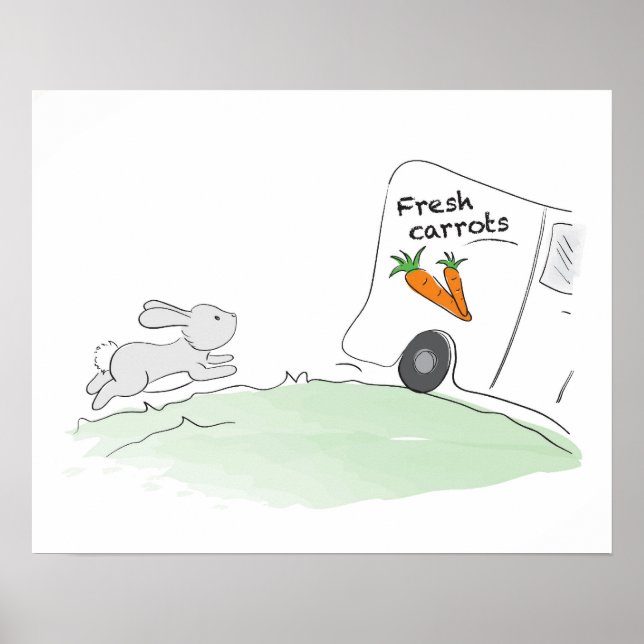 Niedliches Bunny Poster (Lauf für Karotten) (Vorne)
