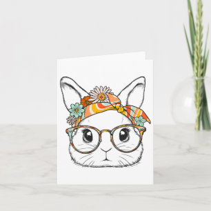 Niedliches Bunny Rabbit Face Groovy Gles Girl Happ Karte