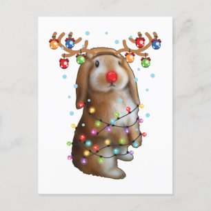 Niedliches Bunny Rabbit Funny Christmas Weihnachts Postkarte
