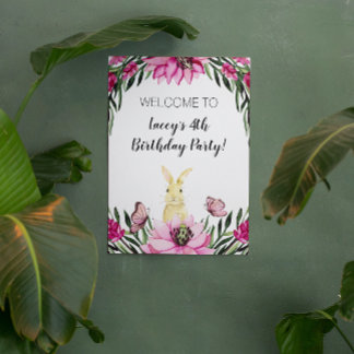 Niedliches Bunny Rabbit Geburtstagsunterschrift Poster