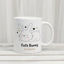 Niedliches Bunny Rabbit Herz Personalisierter Name Kaffeetasse