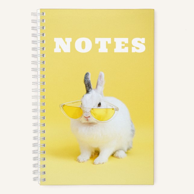 Niedliches Bunny Rabbit in Brille Notizbuch (Vorderseite)