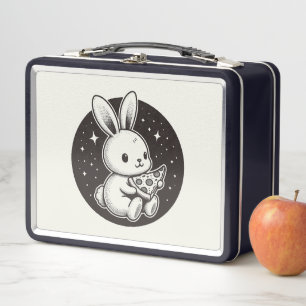 Niedliches Bunny Rabbit mit Pizza Slice Japanisch  Metall Brotdose