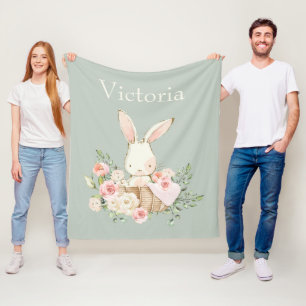 Niedliches Bunny Rabbit Personalisiert Modernes Gr Fleecedecke