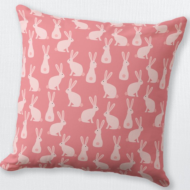 Niedliches Bunny Rabbit Pink Muster Kissen (Cute Bunny Rabbit pink pattern throw pillow)