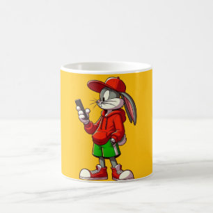 Niedliches Bunny Throw Kissen ästhetisches Kaninch Kaffeetasse