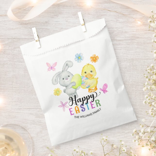 Niedliches Bunny und Chick - Fröhliche Ostern Geschenktütchen (Ausgeschnitten)
