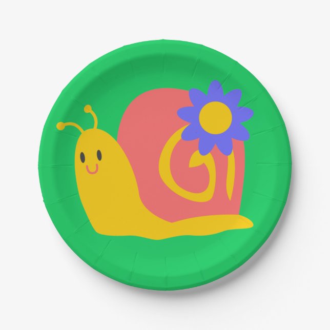 Niedliches bunter Kinderschneckendesign Pappteller (Vorderseite)
