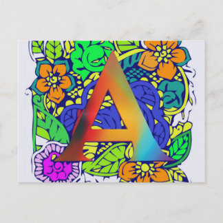 Niedliches buntes Blumenmit Monogramm Muster a Postkarte