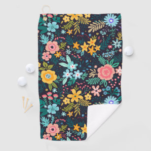 Niedliches buntes Blumenmuster Golfhandtuch